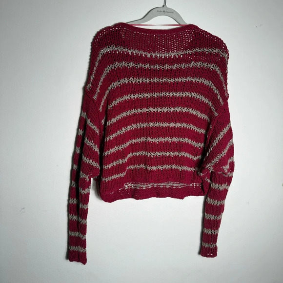 Free People Sweaters - Free People Red and Gray Striped Sweater